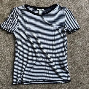 Forever 21 lettuce trim black and white stripe top